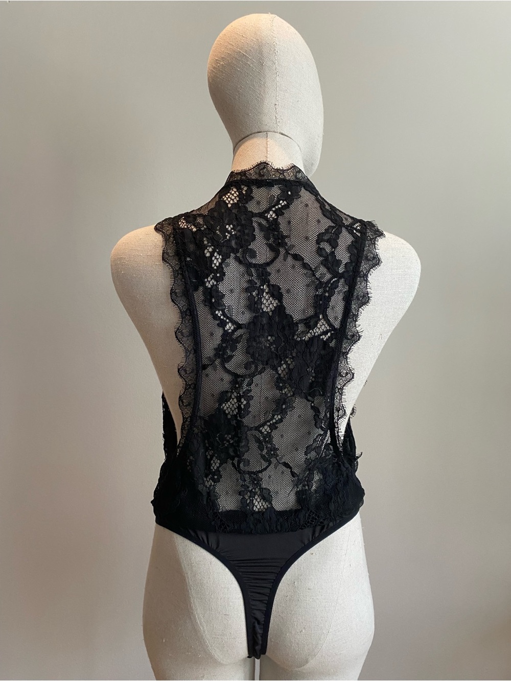 Marciano  Black Lace Halter Bodysuit. Size M
